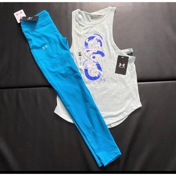 NWT Under Armour Leggings & Tank Set Girls Youth Size Medium